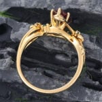 Vine Design Pear Shaped Alexandrite Split Shank Engagement Ring