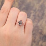 Vintage Oval Cut Moss Agate Engagement Ring Filigree Split Shank Ring