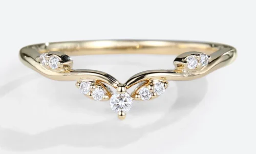 Yellow-Gold-Round-Cut-Lab-Diamond-Stackable-Curved-Wedding-Band-1
