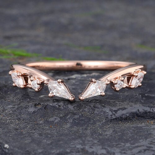Kite Moissanite Curved Open Wedding Band