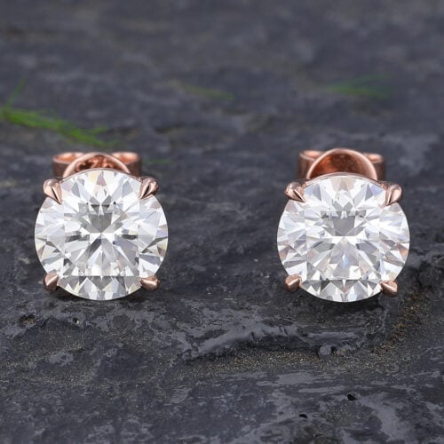 8MM Round Cut Moissanite Stud Earrings