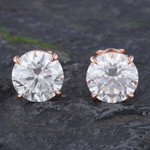 9MM Round Cut Moissanite Stud Earrings