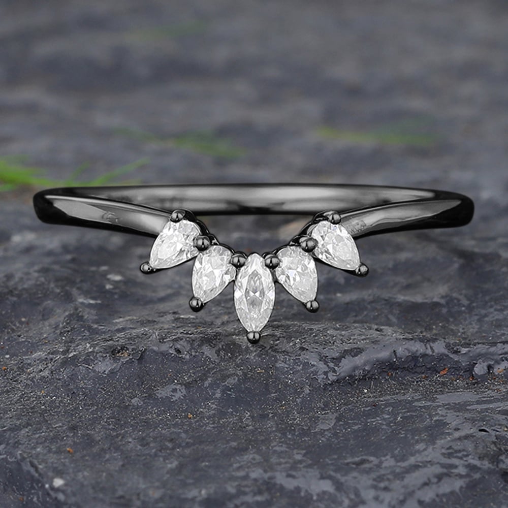 Black Gold Moissanite Wedding Band