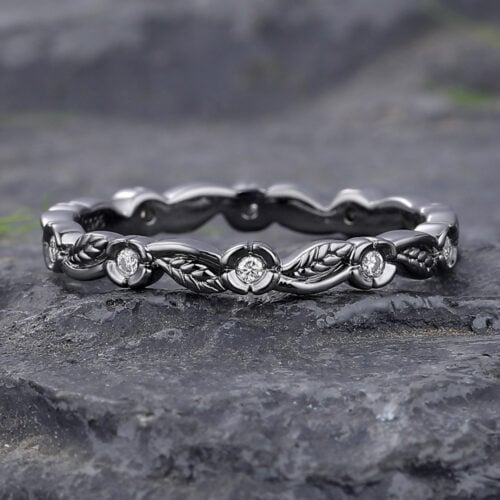 Leaf-Inspired & Floral Moissanite Wedding Band
