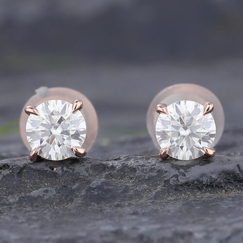 Petite Round Cut Moissanite Stud Earrings