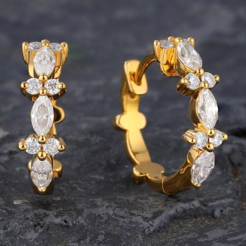 Half Eternity Moissanite Cluster Hoop Earrings