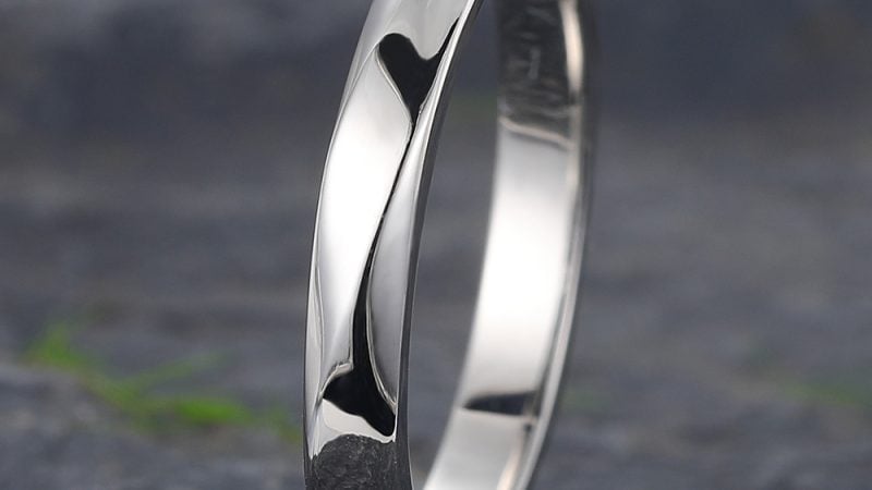 Twisted Design Solid Men's Wedding Band 14K White Gold Stacking Ring